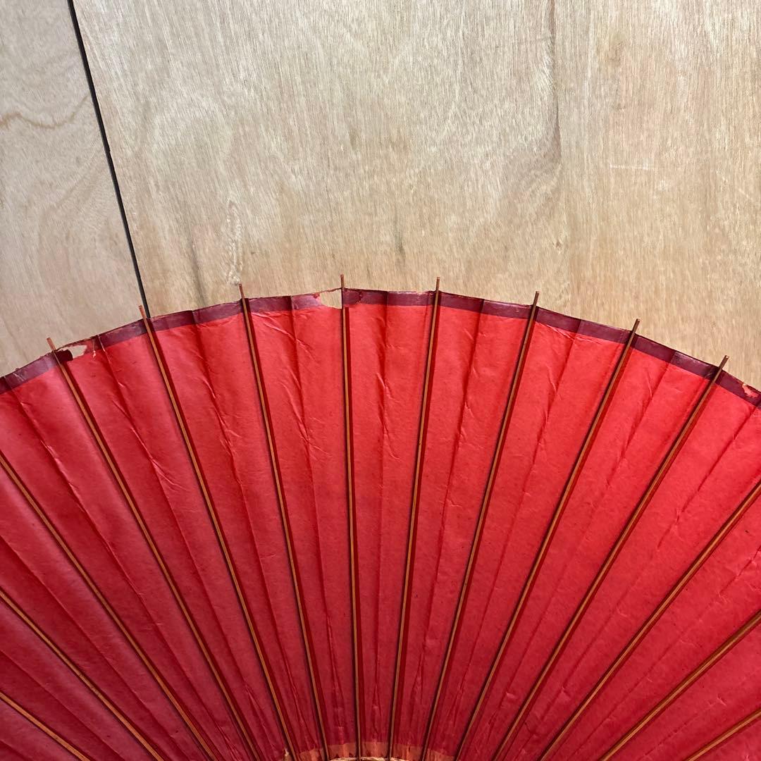 赤い和紙傘 羽二重傘　蛇の目傘　日本傘　0120o76