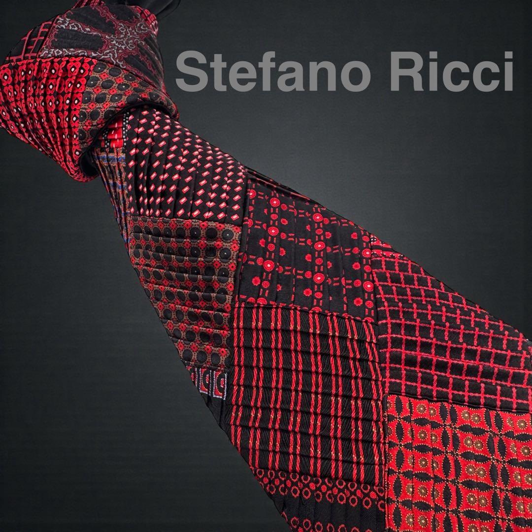 Stefano Ricci ステファノリッチ ネクタイ プリーツ パッチワーク