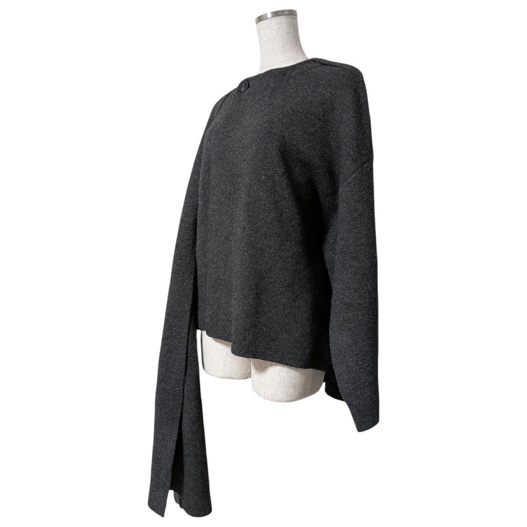 新品未使用 ZARA ザラ ショートニットコート アシンメトリースカーフ M
