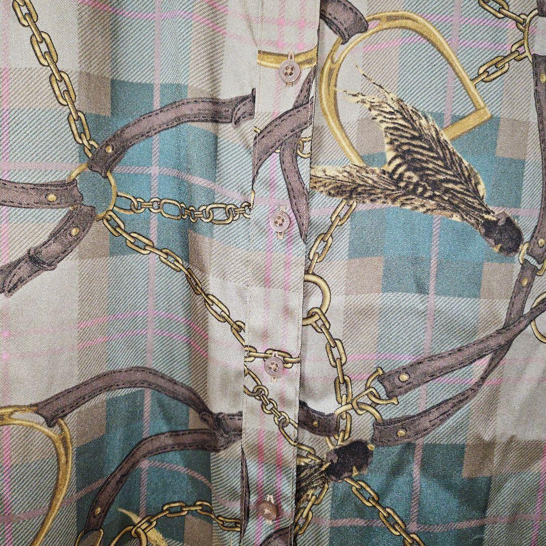 LAUREN RALPH LAUREN　チェーン柄　シャツワンピース　スカーフ柄