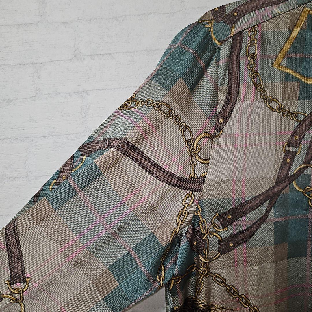 LAUREN RALPH LAUREN　チェーン柄　シャツワンピース　スカーフ柄