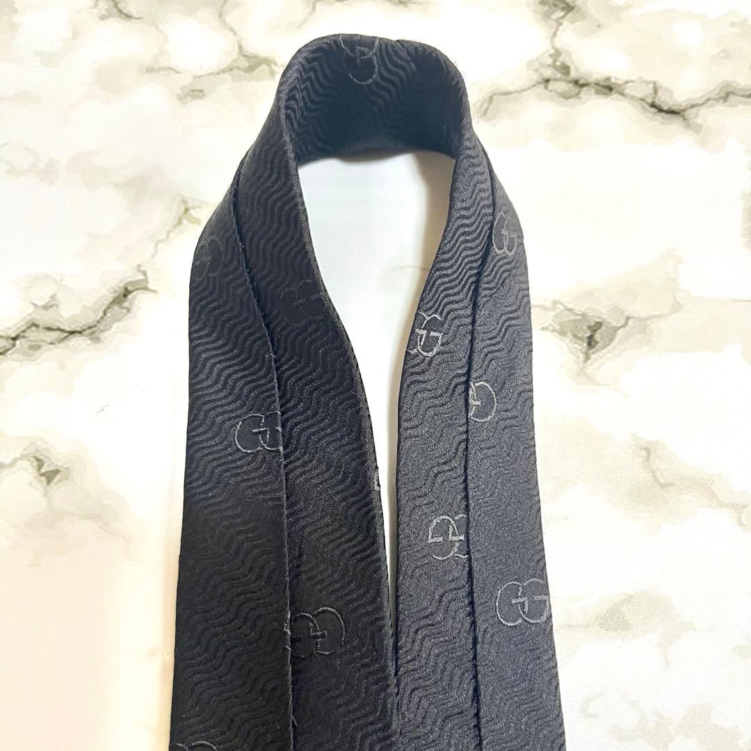 美品✨　GUCCI ネクタイ　ブラック　ジャガード　モーマント