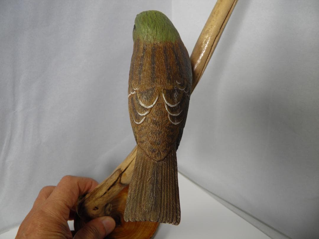 木彫りの鳥　アオジ(在庫整理価格)