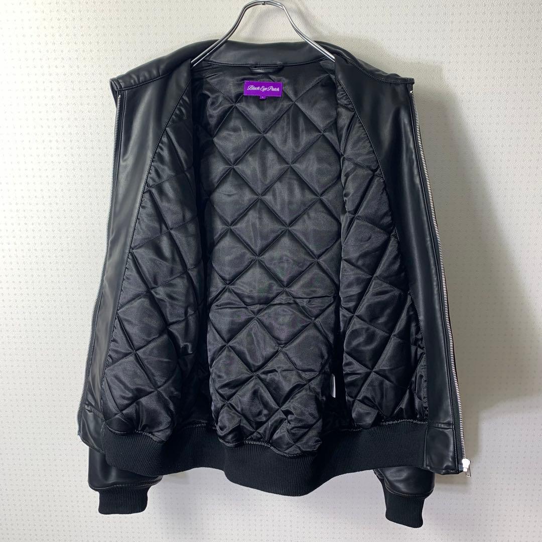 美品 ブラックアイパッチ ドラゴンレザージャケット L ブラック 中綿 ボンバー