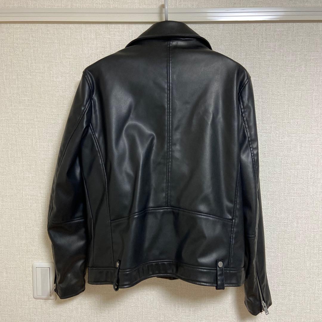 【美品】ZARA ダブルレザーライダースジャケット　XL 黒　ブラック　革ジャン