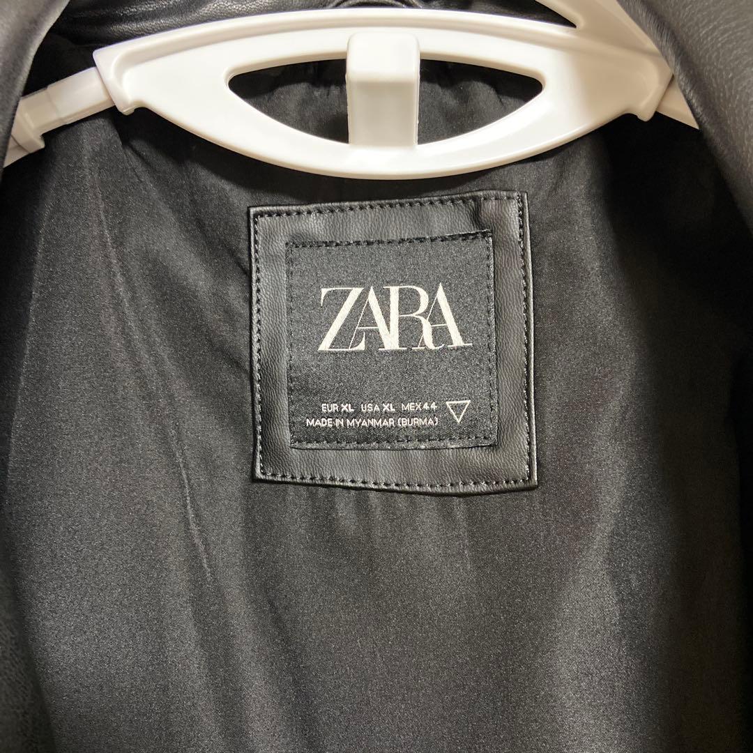【美品】ZARA ダブルレザーライダースジャケット　XL 黒　ブラック　革ジャン