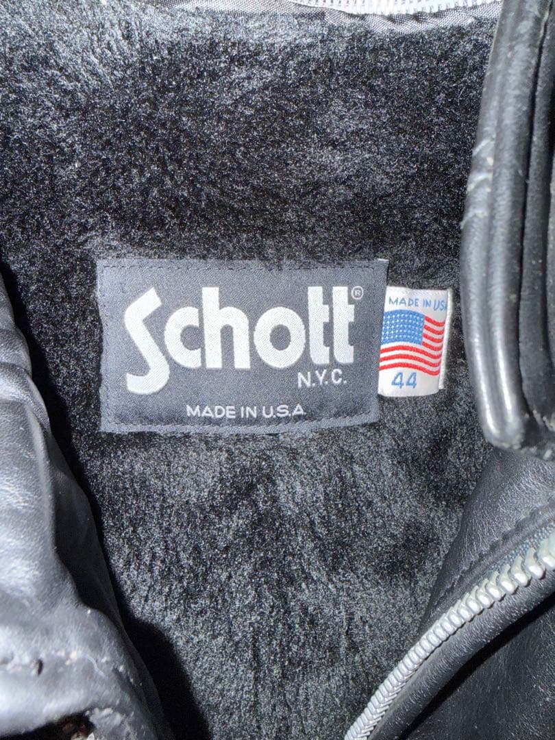 schott 641 シングル サイズ44 ブラック 牛革 ライナー付き