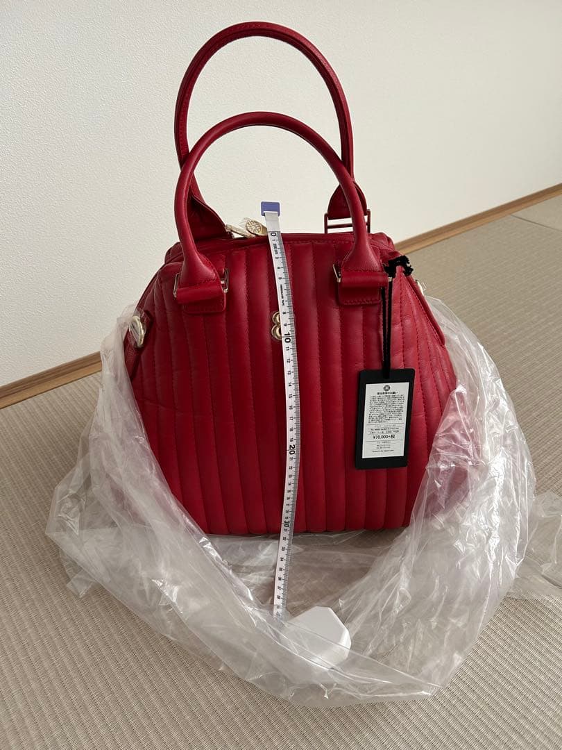 赤いキルティングハンドバッグ 型番8 muta