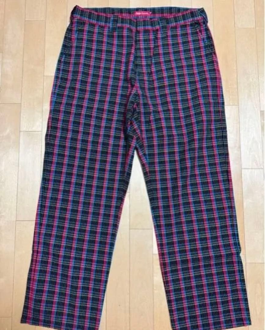 supremeチェック柄ワークパンツ