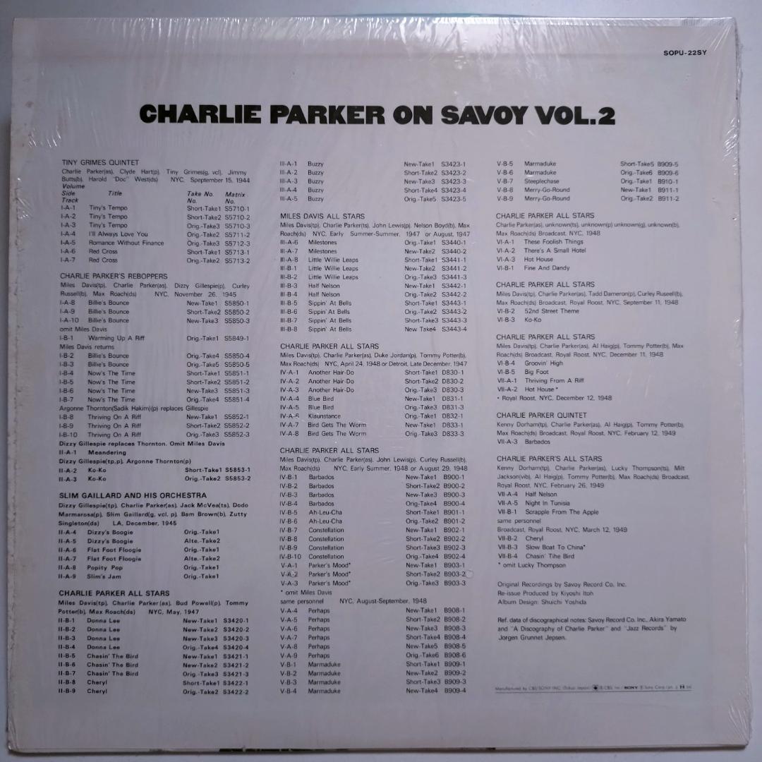Charlie Parker On Savoy　Vol.1～7　LP ７枚セット