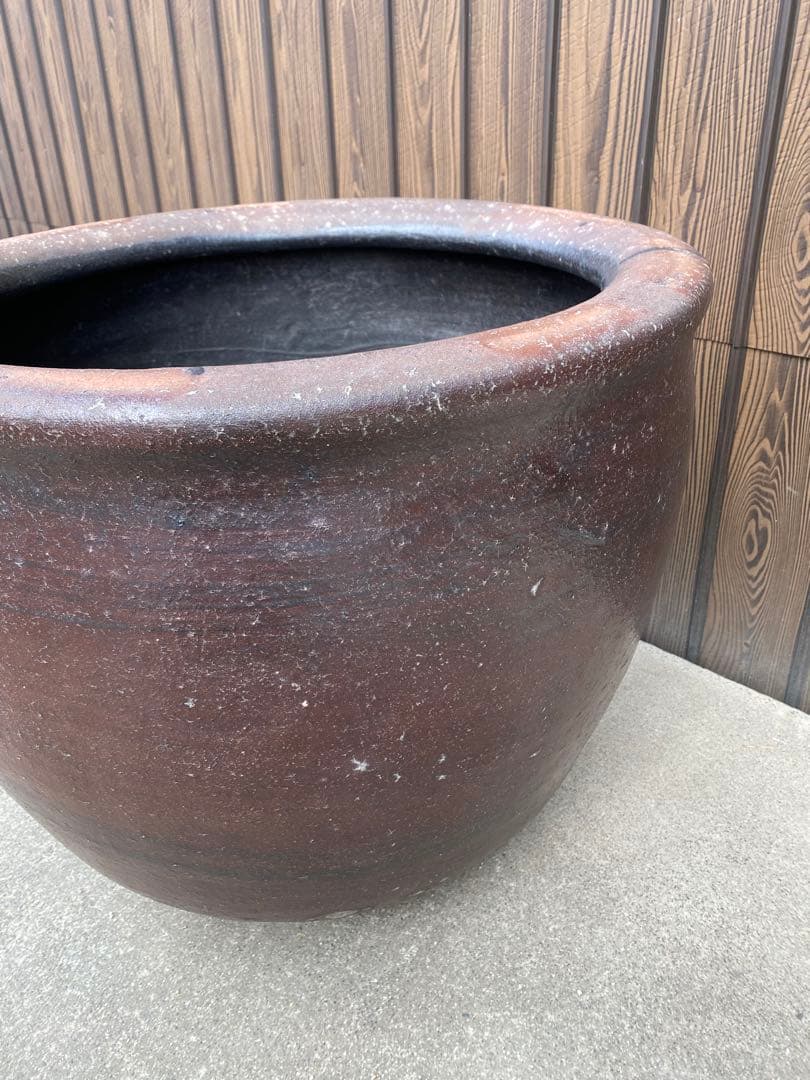 特大　睡蓮鉢　備前焼　金魚鉢　メダカ鉢　水鉢 骨董　アンティーク　鉢カバー