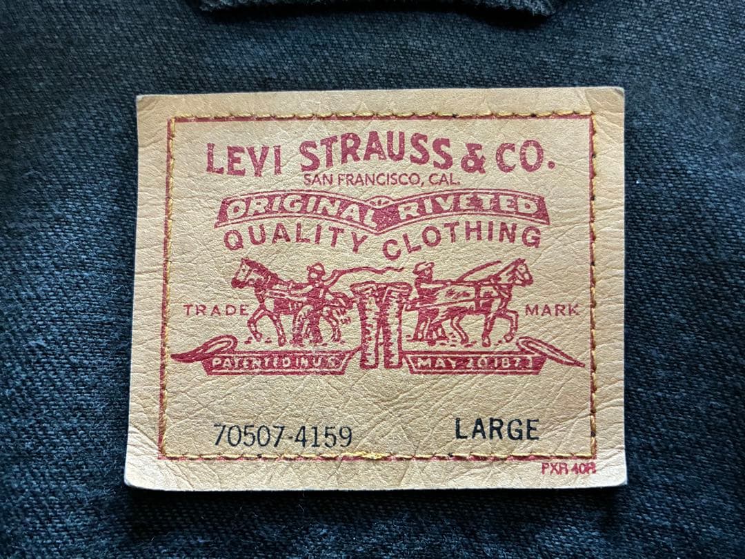 Levi’s70507後染めサルファブラックUSA製L漆黒バキバキコンディション