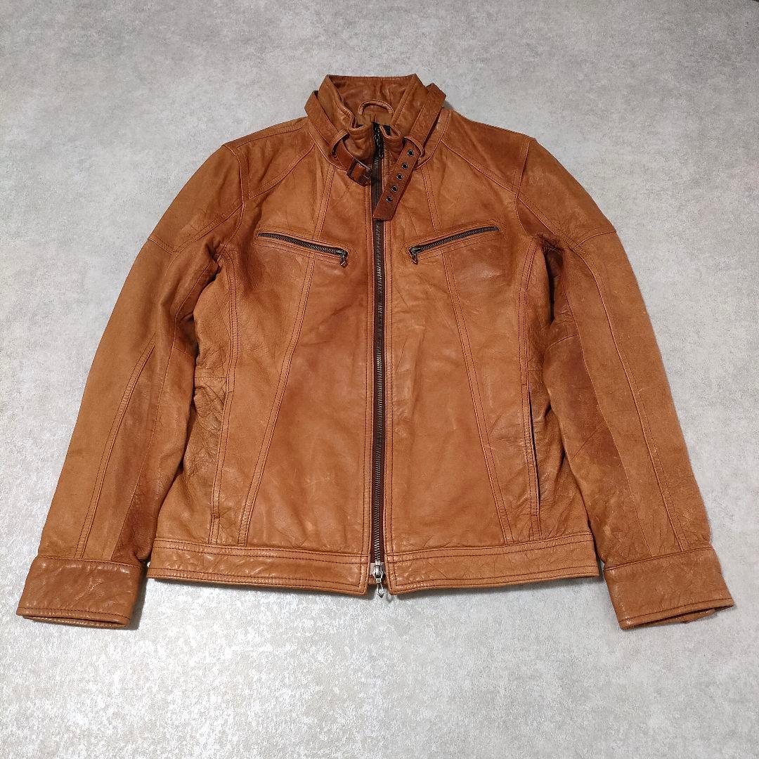 Haruf ハルフ シングルライダース レザージャケット 羊革 オイルレザー M