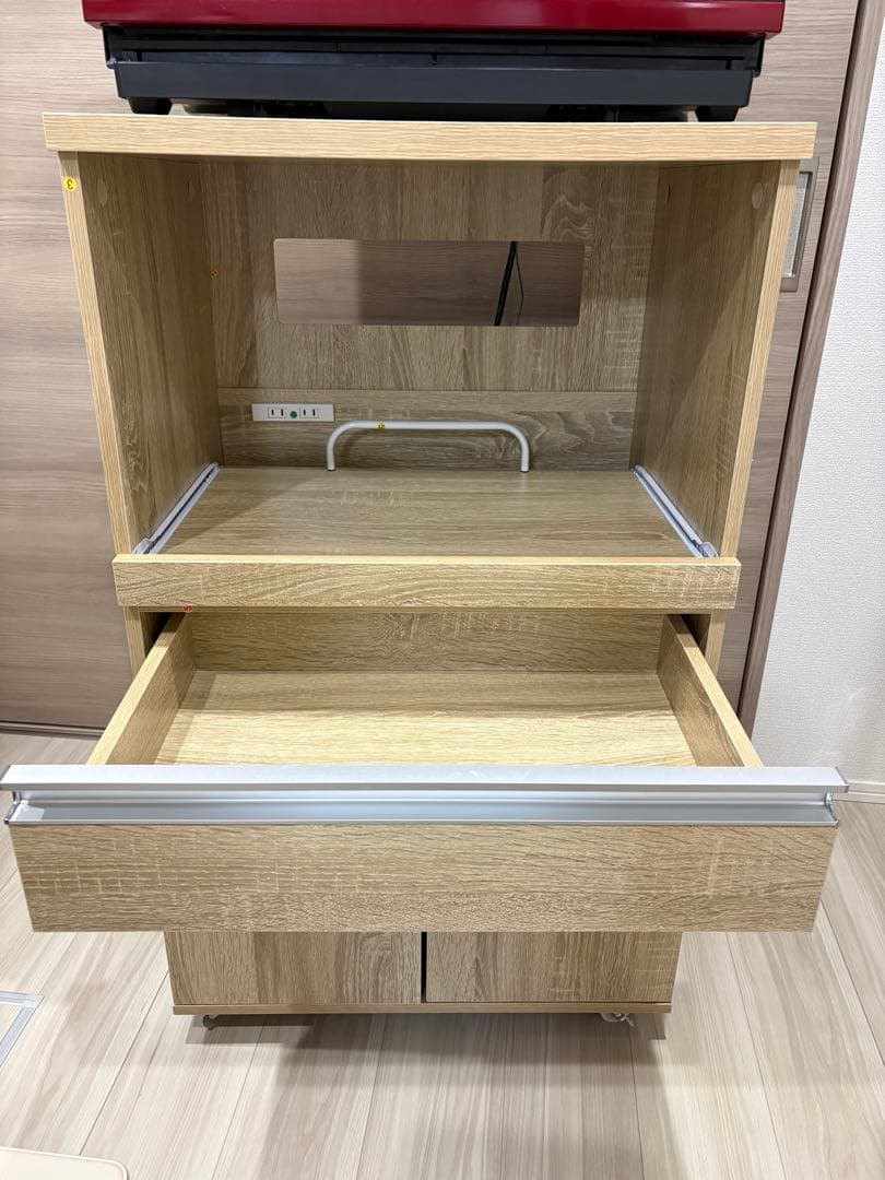 【美品】キャスター付きキッチンラック レンジ台 幅60cm