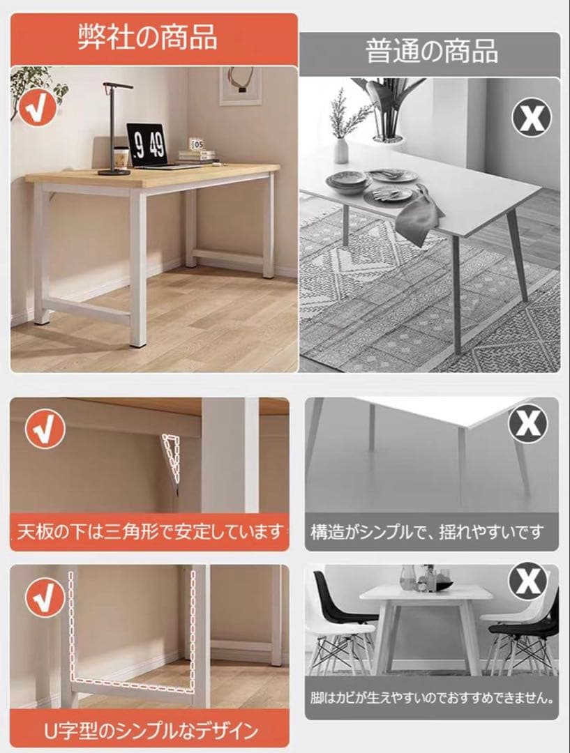 シンプル デスク パソコンデスク 机 勉強机 ワークデスク 80×100×50