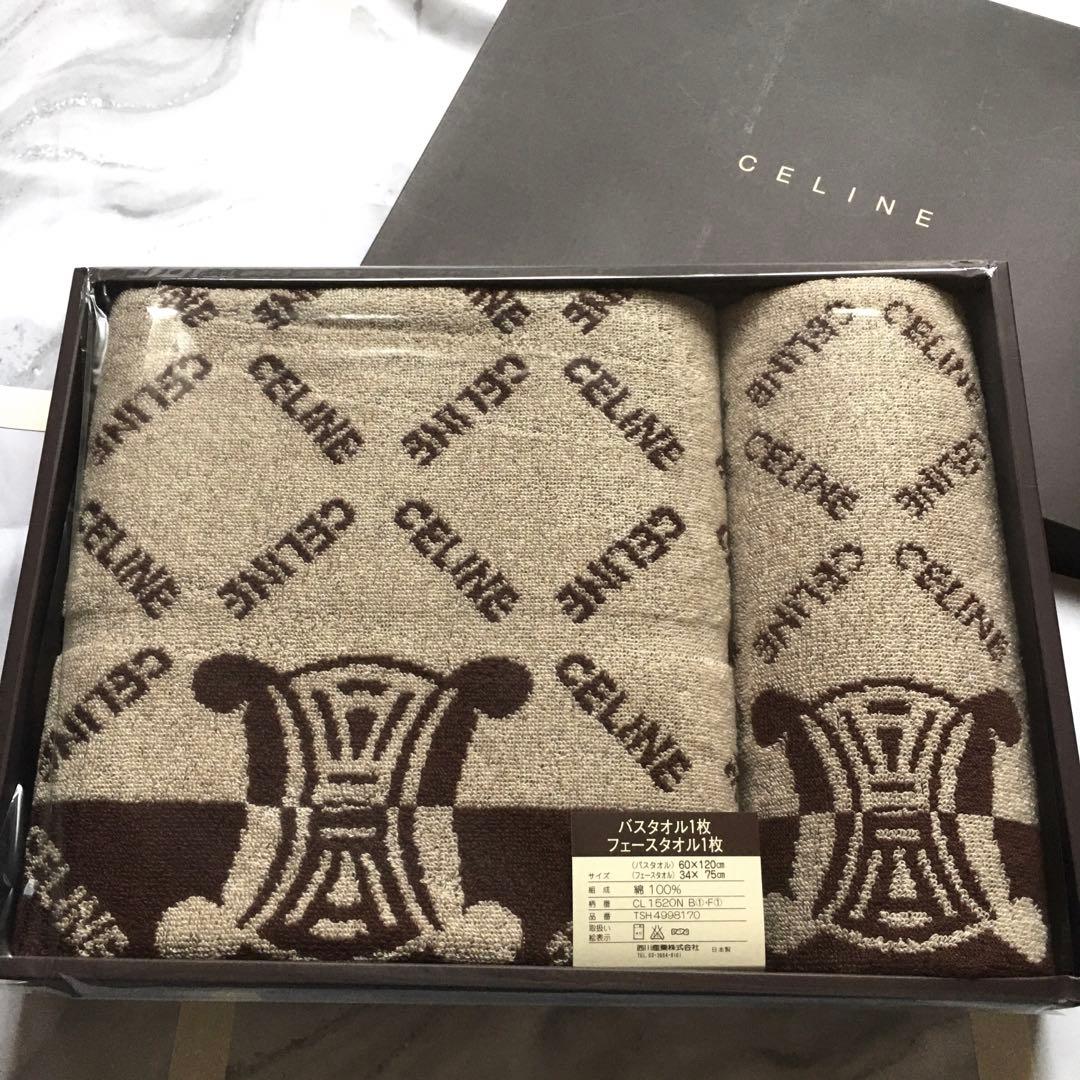 新品　セリーヌ CELINE ロゴ　バスタオル・フェイスタオル