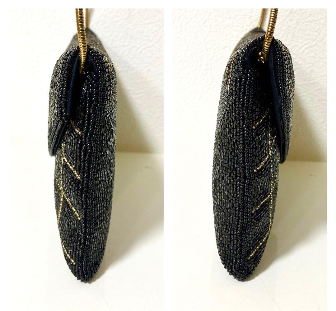 〈美品〉Rumyはしもと　ビーズバック　パーティーバッグ　ブラック×ゴールド