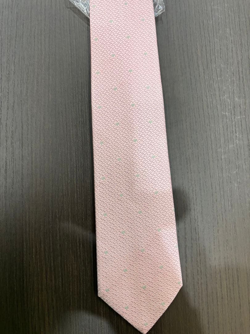 エルメスピンク テクスチャー付き ネクタイ