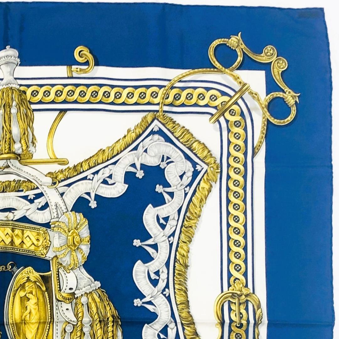 エルメス HERMES カレ90 法廷の勒 ネイビー系 スカーフ