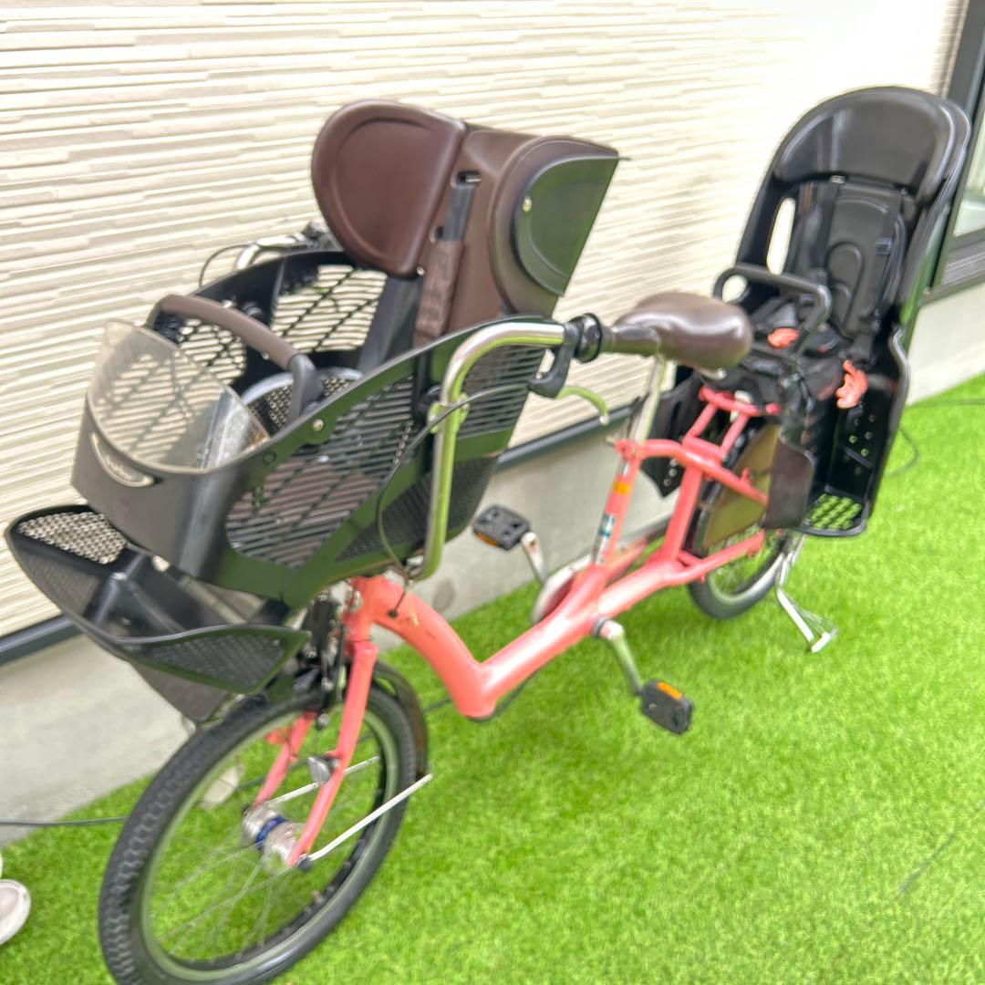 ママチャリ自転車　ブリヂストン　20インチ 子供乗せ　3人乗り ピンク色