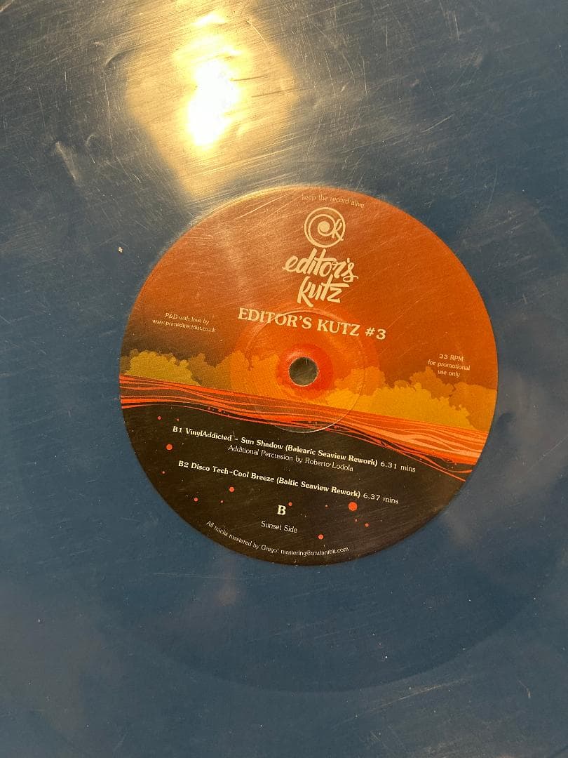ハーヴィープレイ曲収録 Editor's Kutz #3 12inchレコード