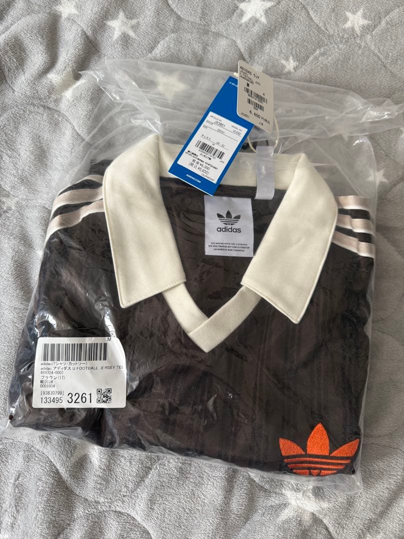 adidas フットボールジャージTシャツ Mサイズ ダークブラウン