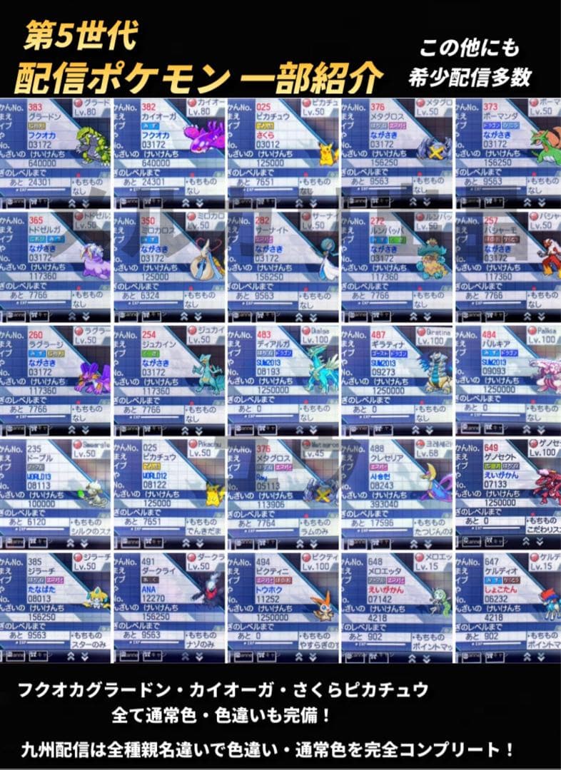 正規 配信ポケモン・乱数色違い伝説最多収録・アイテム完備 ポケモン ホワイト2