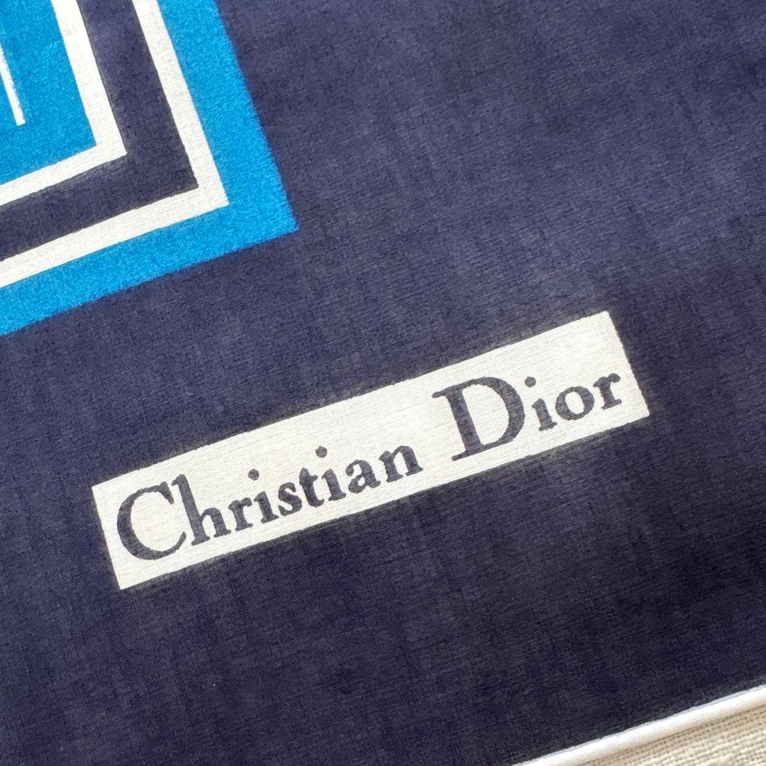 未使用　クリスチャンディオール　コットン　スカーフ　CDロゴ　オールド　Dior