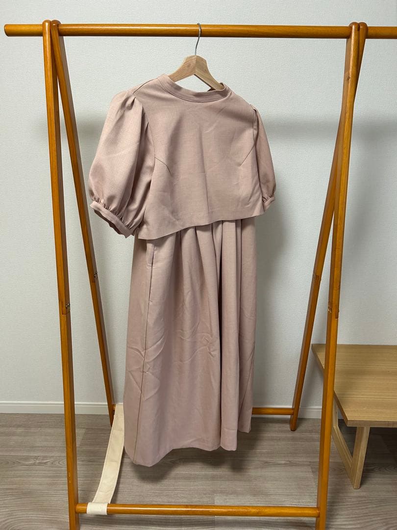 【美品】　授乳服 ワンピース ベージュピンク