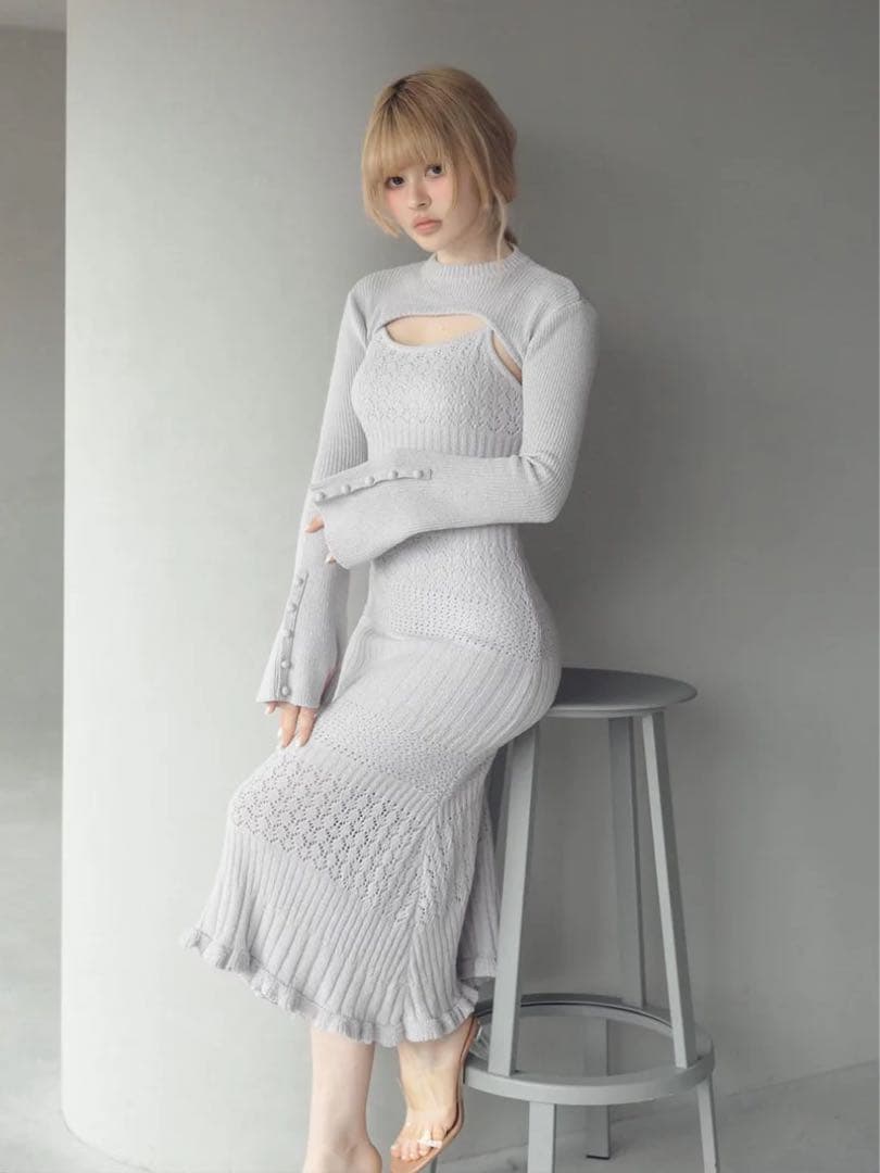 【ANDMARY】Layered crochet dress (LVD, F)
