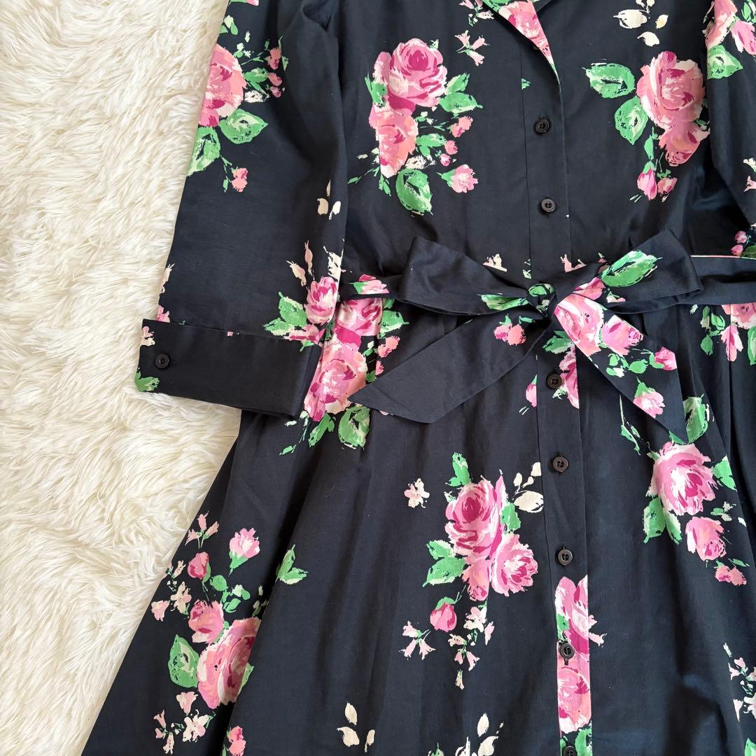 LAURA ASHLEY ローラアシュレイ　花柄ワンピース　ベルト付き