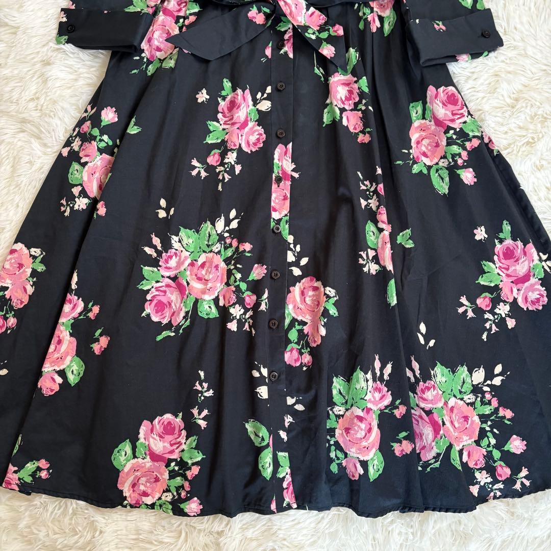 LAURA ASHLEY ローラアシュレイ　花柄ワンピース　ベルト付き