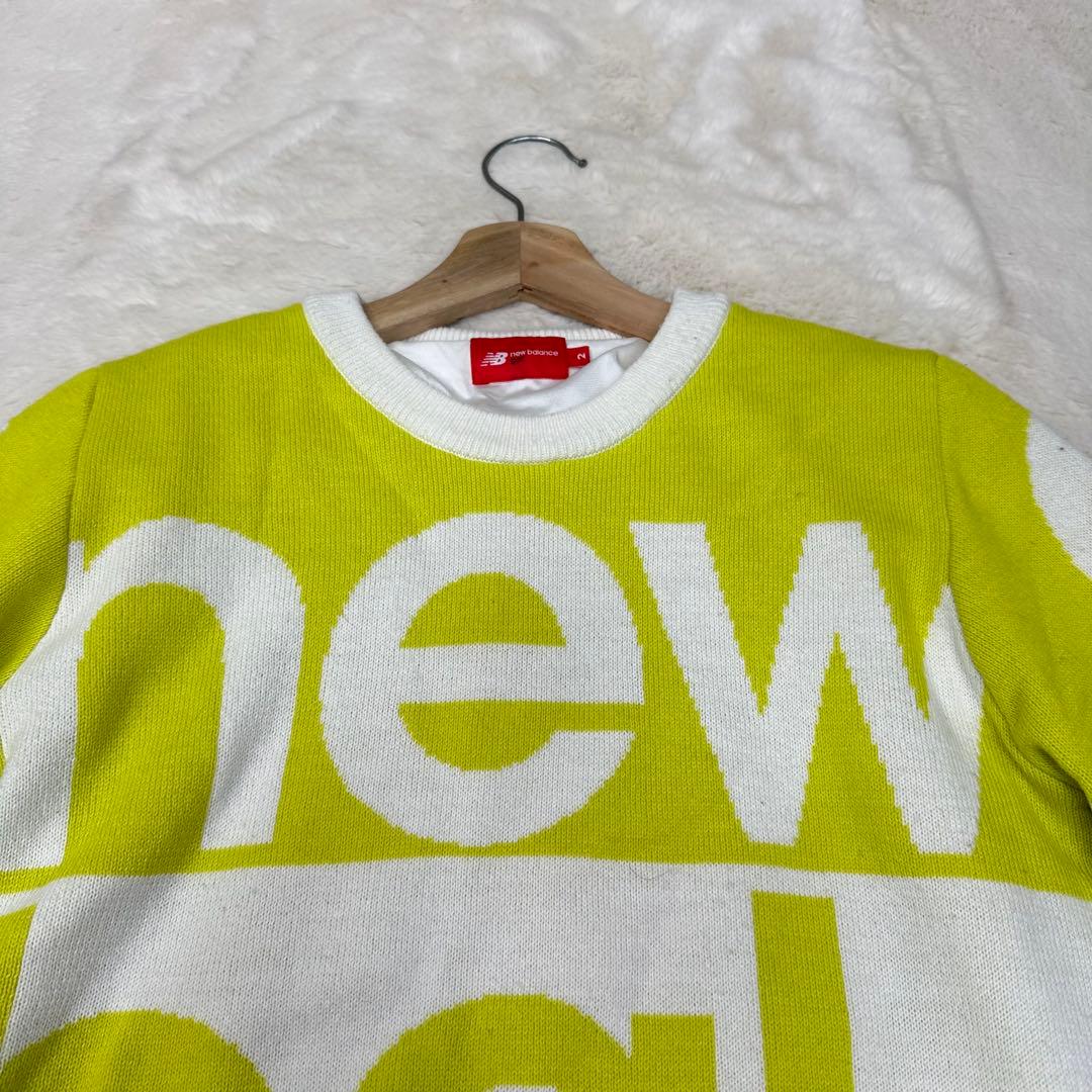 ✨美品✨ニューバランスゴルフ 防風 裏地付 ニット 2 L イエロー ビッグロゴ