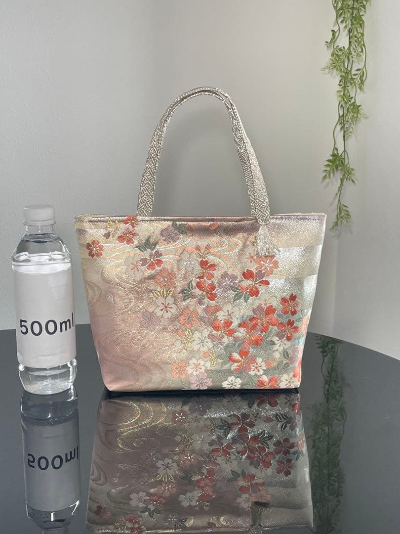 帯リメイクバッグ　流水に桜文様③ トートバッグ 和装バッグ
