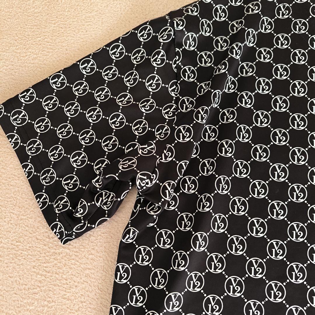 美品　V12 　ゴルフウエア MONOGRAM MOCK ブラック　L