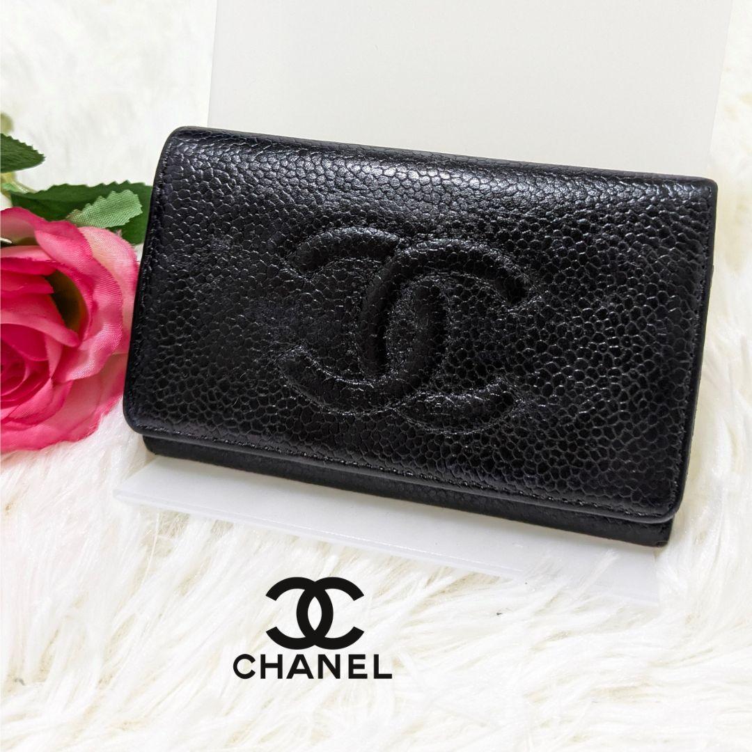 凛✨CHANEL シャネル　キャビアスキン　デカココ　6連キーケース