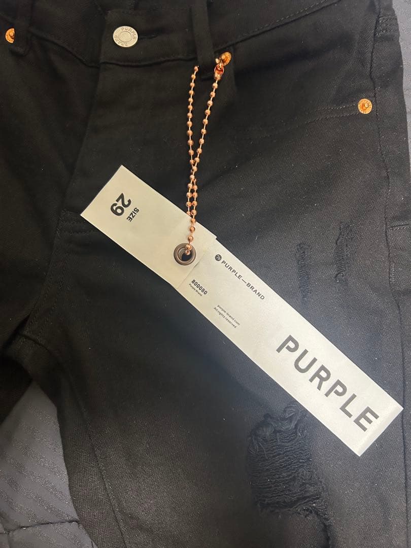PURPLE スキニーデニム ブラック ダメージ加工29