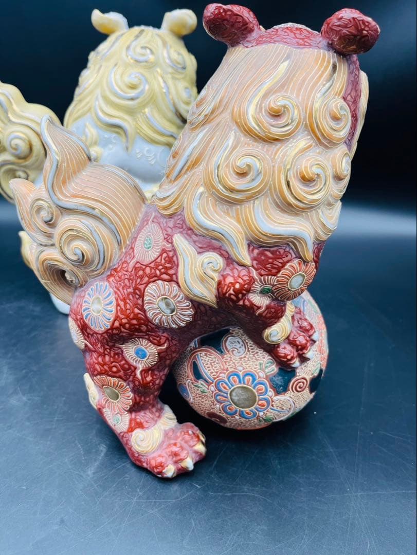 ぱとらっしゅ 【九谷焼】球獅子 縁起物　魔除け獅子 2体セット