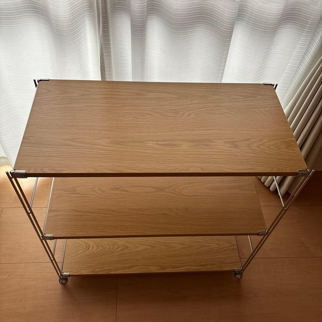 MUJI 無印良品 ステンレスユニットシェルフ　オーク材棚セット　ワイド　小