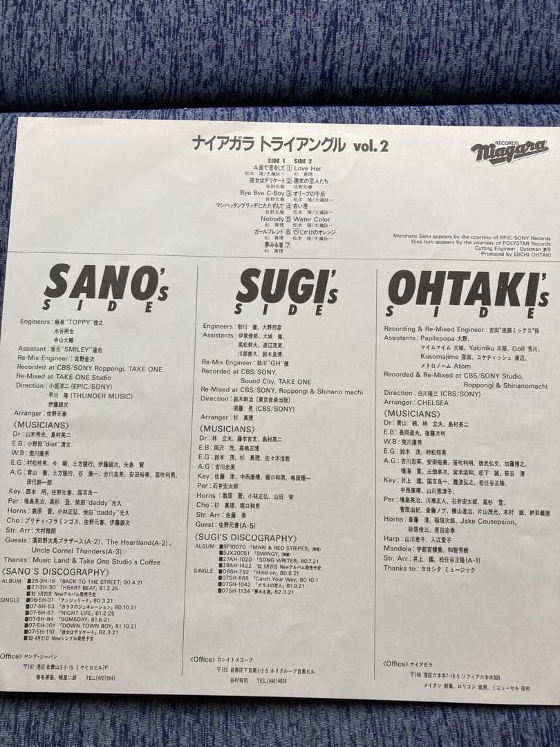 レコード　山下達郎メロディーズ　ナイアガラトライアングルVOL2 ビンテージ