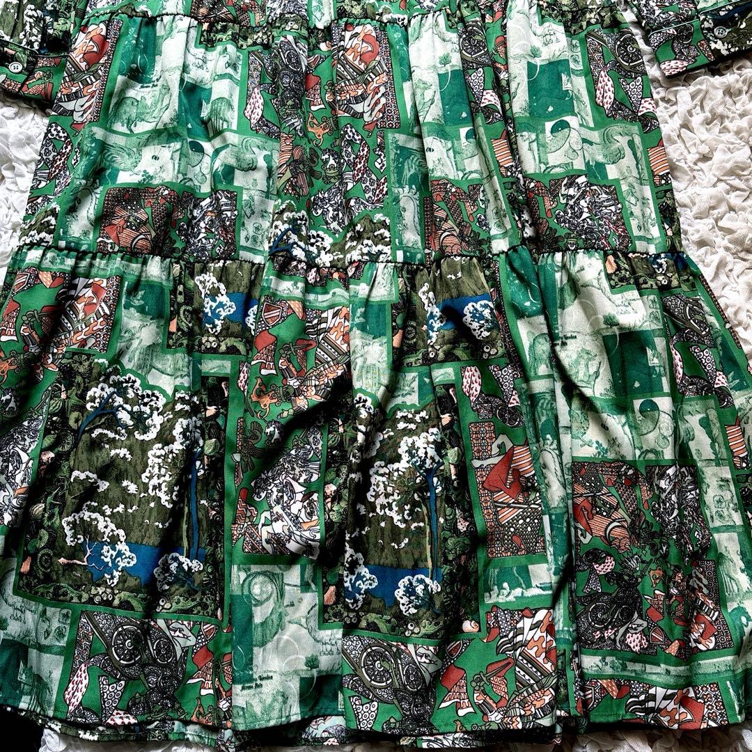 【新品】ミカーレミカーレ マキシ丈 ワンピース 派手柄 総柄 ティアード ロング