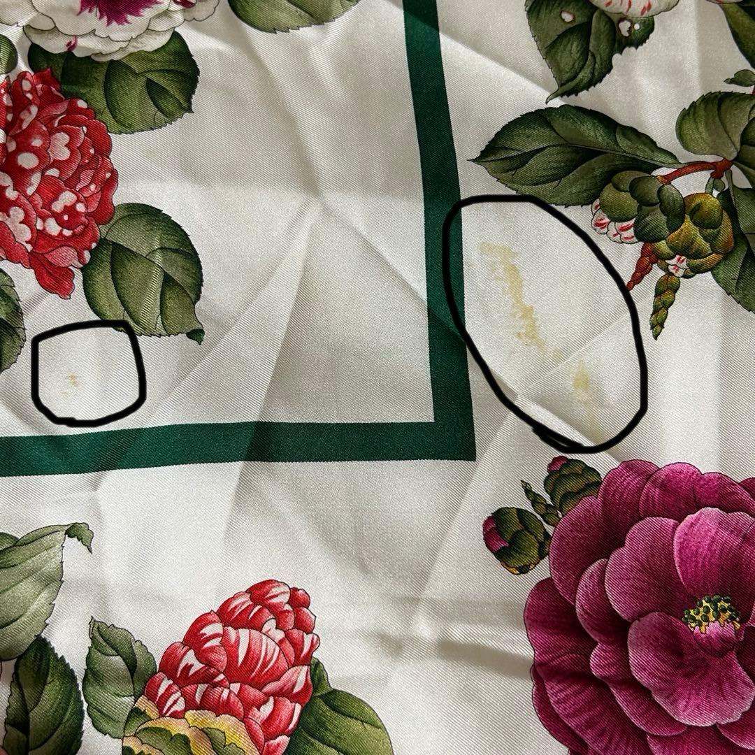 ♥️GUCCIグッチ シルクスカーフ Le Camelie 花柄 大判 イタリア製