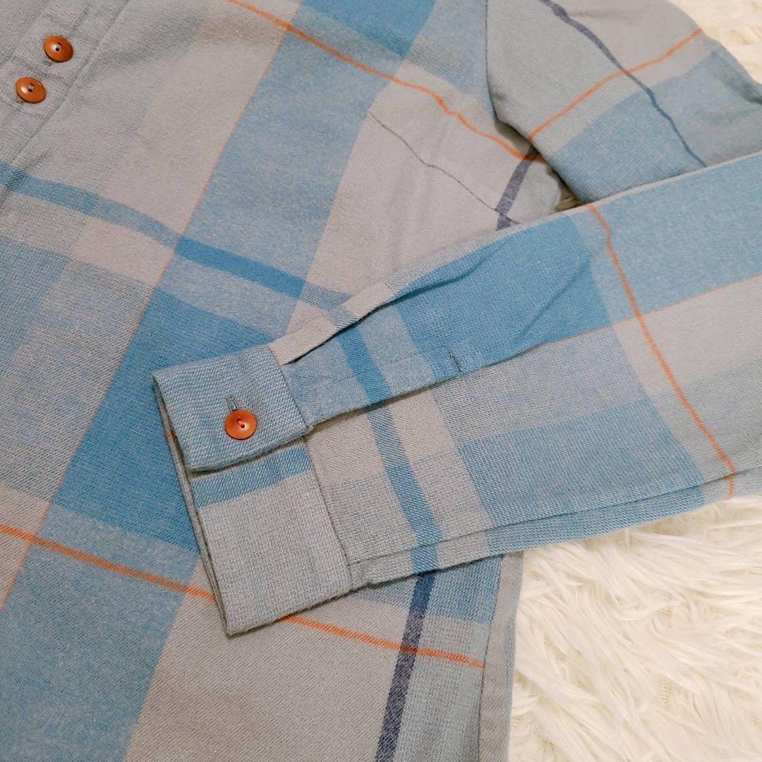 美品 【パラスパレス】 ネルシャツ チェック柄シャツ (M) ブルー系 可愛い