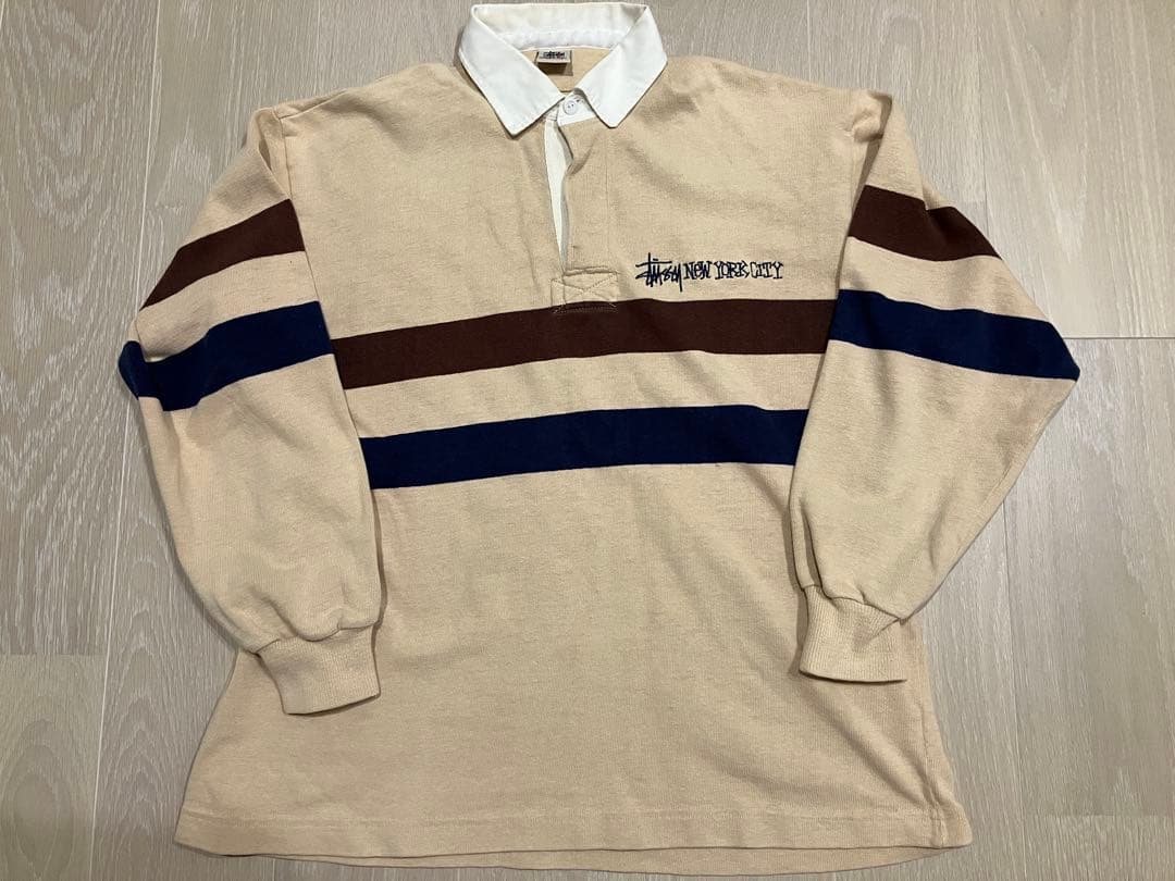 90s old stussy rugby shirts polo L 白タグ
