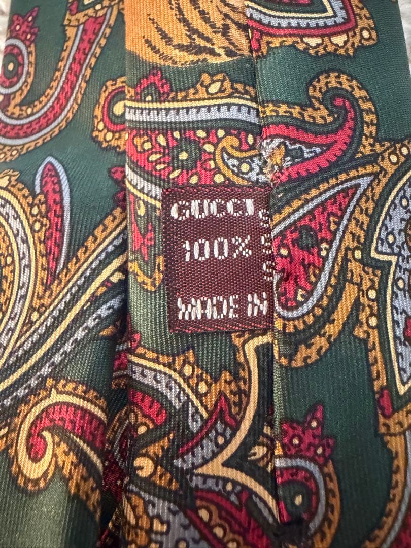GUCCI ペイズリー柄虎プリントネクタイ