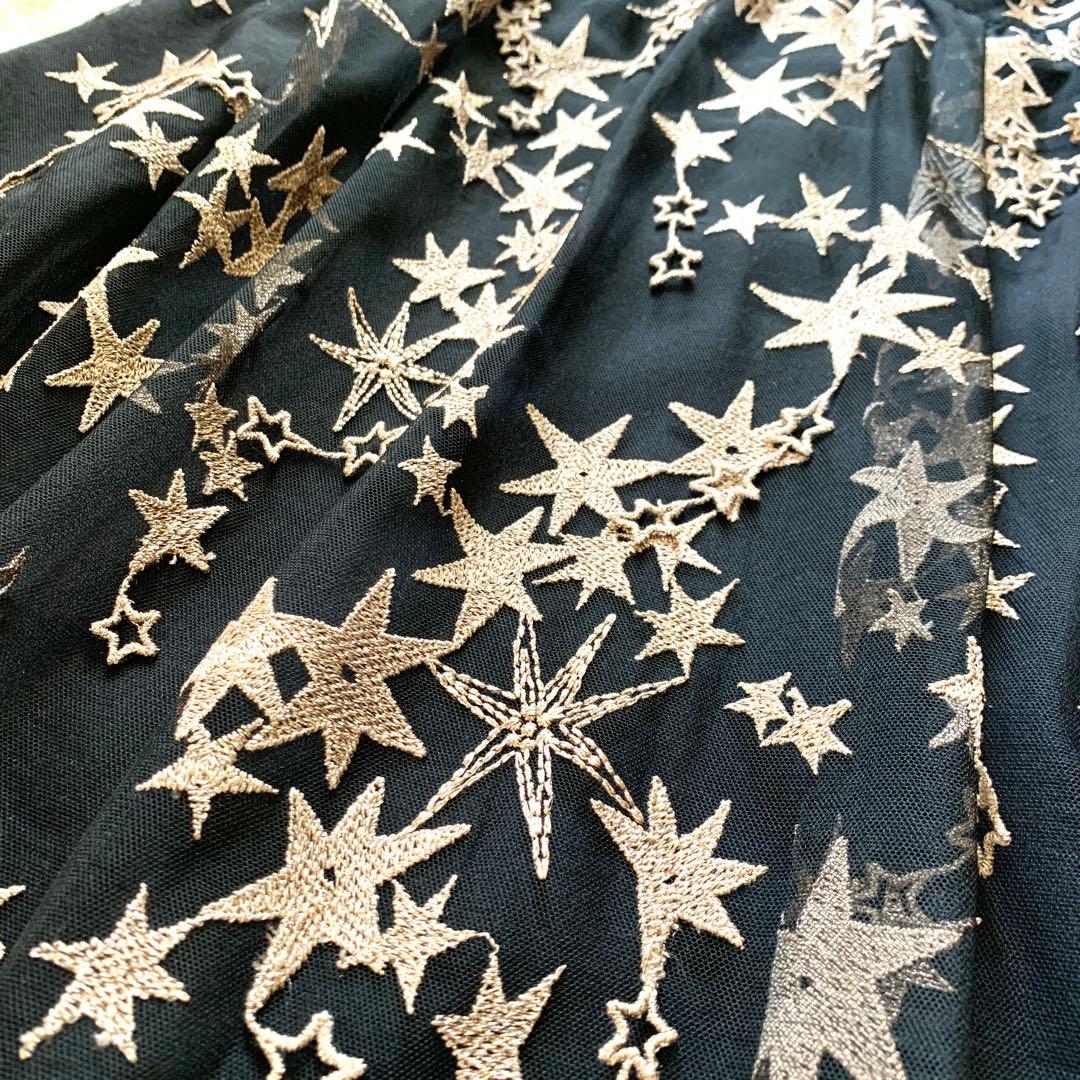 新品✨高級感 グレースコンチネンタル スター刺繍フレアドレス ワンピース ラメ