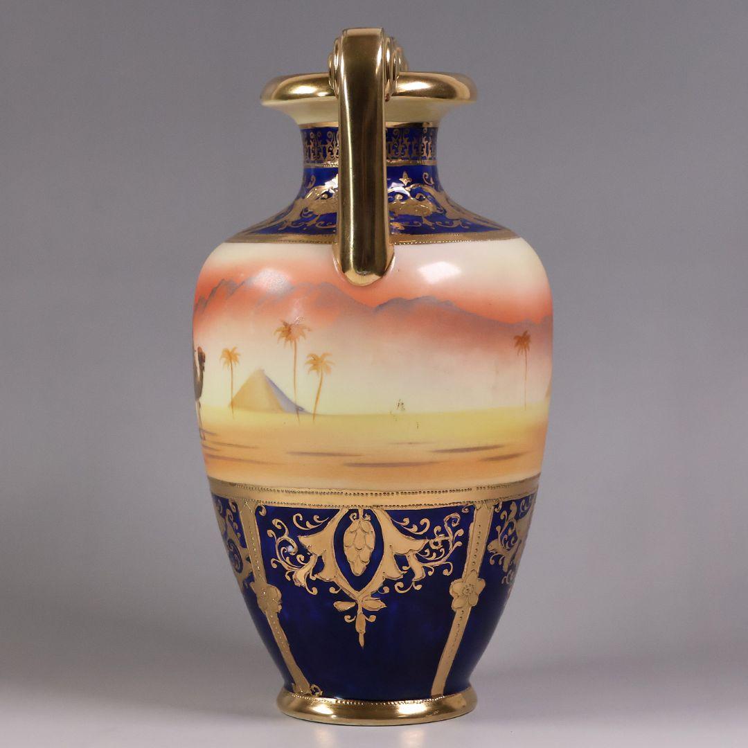 【CM317】オールドノリタケ ラクダ 花瓶 高24.7cm 金盛 明治 花器