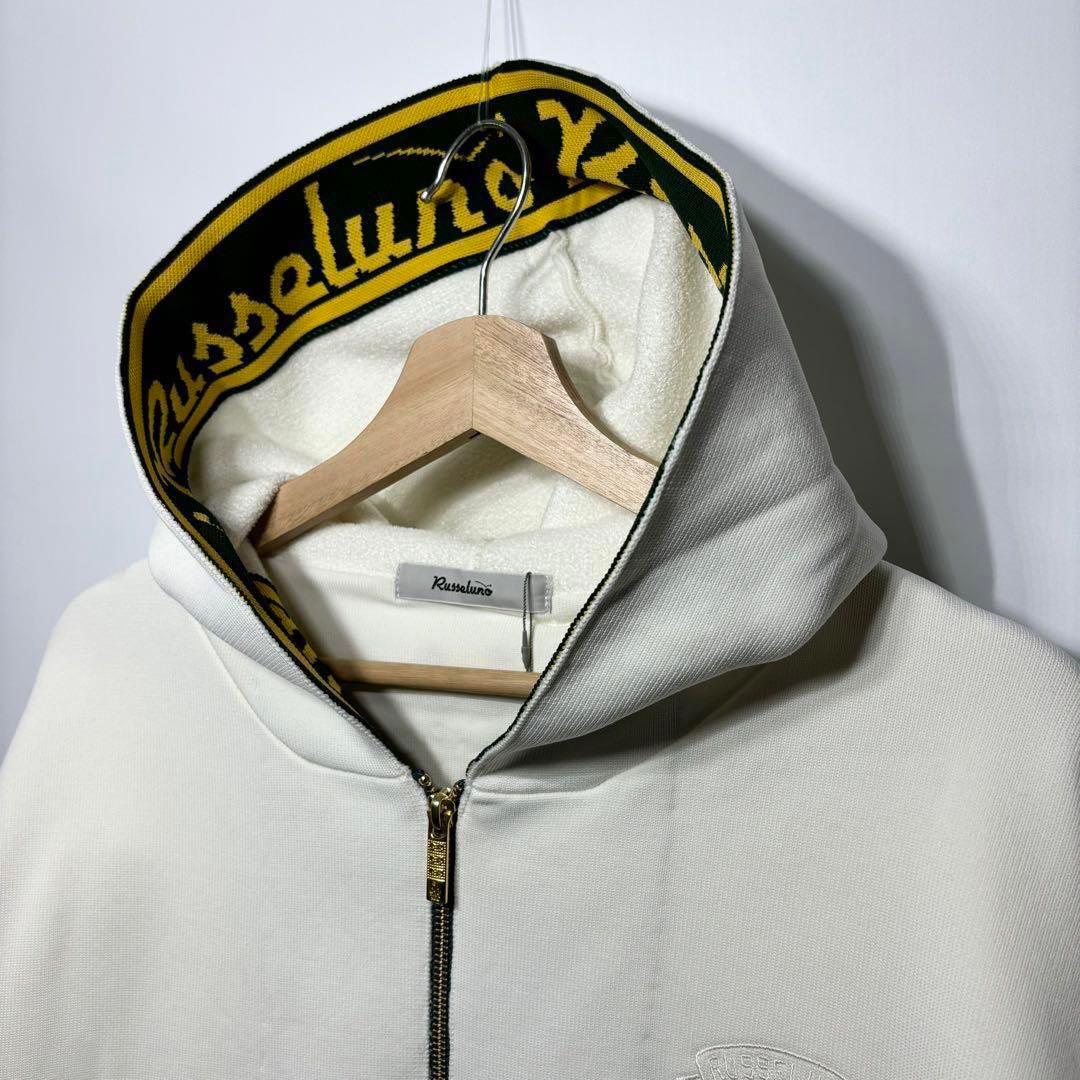 新品 ラッセルノ ジップ アップ ニット ビック フーディー ホワイト L