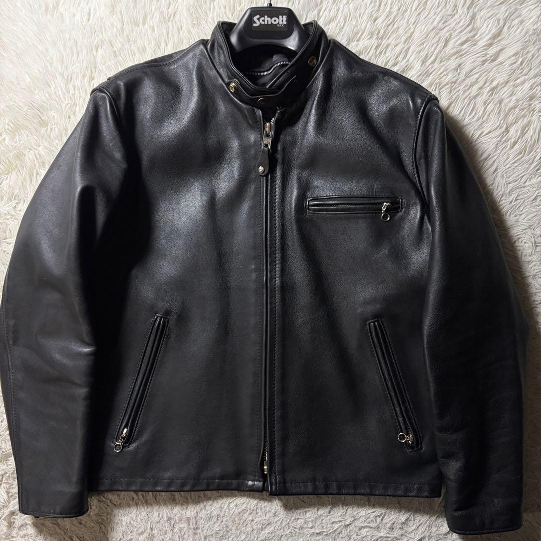 【現行/42サイズ】schott ライダースジャケット 本革　641 ブラック
