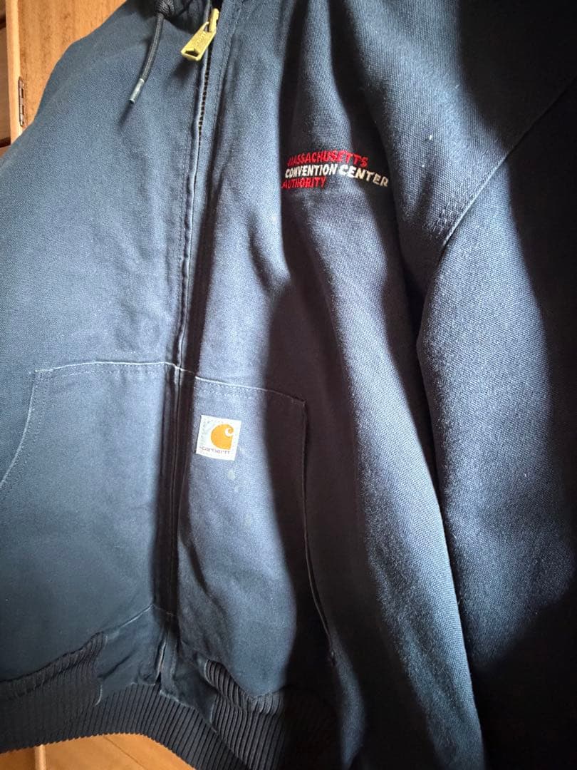 最終値下げ Carhartt ネイビー アクティブジャケット 企業ロゴ